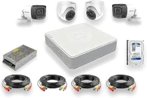 نظام مراقبة متكامل يتضمن 4 كاميرات مراقبة بدقة عالية تبلغ 2 ميجابيكسل + جهاز تسجيل دي في ار FHD 1080p +هارد بسعة 500 جيجا + 50 متر اسلاك + باور سبلاي 10 امبير وجميع الوصلات