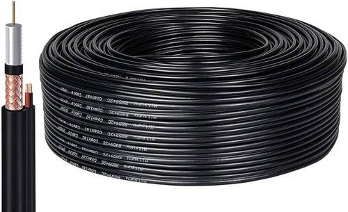 كيبل فيديو محوري RG59 + 2 سلك مزود طاقة 100 متر 0.58 ملم سي تي في لكاميرات المراقبة الأحترافية عالية الجودة