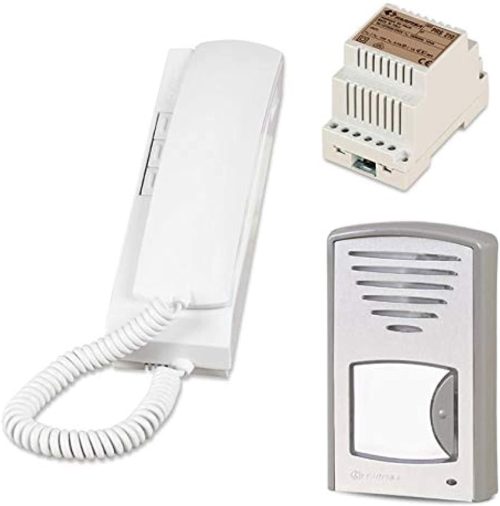 انتركم 1 خط شامل اللوحة و1 سماعة ومحول كهرباء 5 طرف ايطالي ابيض، من فارفيزا، AUX، يو اس بي